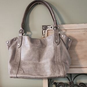 Stylish Gray Leather Tote Bag